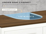 Pedestal Sink Storage Cabinet, Under Sink Cabinet with Double Doors, Antique White, Walnut-AS 50137181