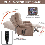 ZUN Brown Heat Massage Dual Motor Infinite Position Up to 350 LBS Large Electric Power Lift Recliners W1803P264024