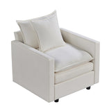 Chenille Fabric Comfy Deep Single Seat Sofa Upholstered Reading Armchair Living Room W1036P187125