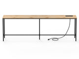62.99"x7.87"x31.10" Console Table, MDF with Melamine Veneer & Iron Frame, with Power Outlet, Oak 30478404