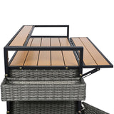 K&K 52.8"W Wicker Outdoor Grill Cart with Extended Plastic Wood Table Top, Rolling Kitchen Island on N707P233747G