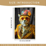 Abstract Art Wall Decor Stylish Cheetah in Leopard Print Suit with Sunglasses and Hat Featuring W3374P322233