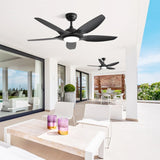 ZUN 48 Inch Ceiling Fan with Dimmable LED Light and Remote Control, 5 ABS Blades DC Motor Black W934P211114