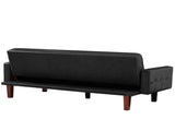 Black Convertible Double Folding Room Sofa Bed, PU Leather, Tufted Buttons, Suitable for 97825531