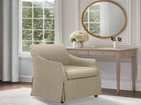 Upholstered Skirted Dining Arm Chair with Hidden C s Beige B035P341170