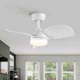 ZUN 28 In Intergrated LED Ceiling Fan Lighting with White ABS Blade W1367P182807