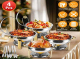 4 Pack Round Chafing Dish Buffet Set,Stainless Steel 4.76QT Round Buffet Servers and Warmers, Thick 57843550