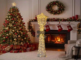 5FT Lighted Lamp Post with Bowknot Christmas Decorations, Pre-lit Holiday Decor with 110 Warm White 66775810