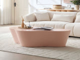 50 Inch Unique Shape Coffee Table Sturdy Fiberglass Tea Table for Living Room No Need Assembly PINK W876P452392