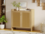 42.5" Tall Rattan Shoe Cabinet with Doors, 6-Tier Shoe Storage Cabinet with Adjustable Shelves, W808P415446