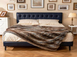 Brown Taupe 780GSM Faux Fox Fur Throw Blanket 60"x80" Double-Sided PV Fleece Lined Blanket 63194343
