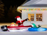 10FT Lighted Christmas Inflatable Decoration, Inflatable Santa Fishing on Boat, Funny Blow Up Yard 44666240