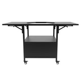 Outdoor Grill Table for Big Green Egg Style BBQ, Metal Grill Cart 2 Folding Panels, Compatible 82804364