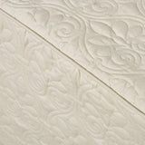 3 Piece Split Corner Pleated Quilted Bedspread Cream King B03597562