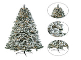 6 FT Pre-lit Snow Flocked Christmas Tree, Artificial Hinged Xmas Pine Tree with 800 Branch Tips, 300 26717243