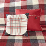 ZUN 6 Piece Printed Herringbone Quilt Set with Throw Pillows Red King/Cal King B03597497