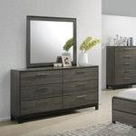 ZUN Ioana Antique Grey Wood 6-piece Queen Size Bedroom Set, Dresser, Mirror, 2 Night Stands , Chest T2574P202559