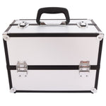 ZUN SM-2083 Aluminum Alloy Makeup Train Case Jewelry Box Organizer Silver 53090133