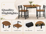 3 Piece Dining Table Set for 2, Small Kitchen Table and 2 Chairs, Space Saving Dining 54667544