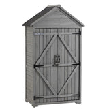 Outdoor Storage Cabinet, Garden Wood Tool Shed, Outside Wooden Shed Closet with Shelves and Latch W142291651