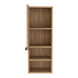 Medicine Single Door Cabinet 32" H, Two Interior Shelves, Two External Shelves, Light Oak B097133166