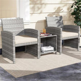 White 3 Pieces Patio Furniture Set with Tempered Glass Coffee 54671304