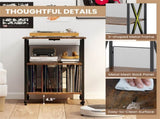 Record Player Stand with Charging Station, 3-Tier Adjustable Shelf Rolling Turntable Stand 18451643