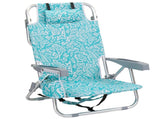 1 PCS Aluminum Beach Chair, 8.5 Inch Seat Height Teal Tribal Pattern, Adjustable Folding Chair with 78014252
