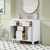 36'' Bathroon Vanity with Ceramic Sink Combo Set,Modern Freestanding Single Bathroom Cabinet with 4 N710P247494K