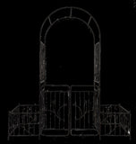 Metal Garden Arch with Gate 79.5'' Wide x 86.6'' High Climbing Plants Support Rose Arch Outdoor W158681132