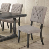 Set of 2 Side Chairs with Fabric Padded Seat and Back, Beige and Weathered Gray Oak B016P314612