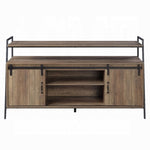 ZUN Rustic Oak and Black TV Stand with Sliding Barn Door B062P209174