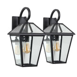 2-Pack Outdoor Wall Lanterns, Black Finish Weatherproof Wall Sconce with Clear Glass Panels, Vintage W1340P239406