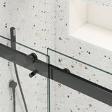 Bypass shower door, sliding door, with 5/16" tempered glass and Matted black finish 6074 W2122P166976