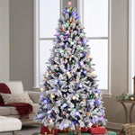 ZUN 7.5FT PE+PVC Floceked Christmas Tree with Easy Power & Memory Wire Technology, 400 Dual-Color LEDs W1773P215577