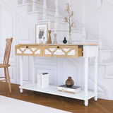 ZUN 48 inch Long Console Table with 2 Drawers and 1 Bottom Shelf for Entryway Hallway Easy Assembly W716P197959