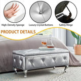Upholstered Storage Ottoman Bench For Bedroom End Of Bed Faux Leather Rectangular Storage Benches W2268P146696