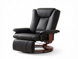 Modern Leather Swivel Recliner with Footrest, Compact Armchair 81310293