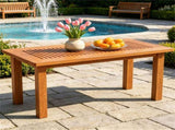 35.5" x 18" x 17" Rectangular Wooden Patio Coffee Table, Heavy Duty 130LBS Capacity Slatted Top 42220125