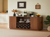 58" Modern Wavy Curve Sideboard-Multifunctional storage cabinet with wine rack and glassware holder, W1162P478268
