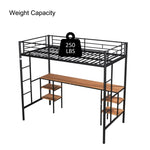 ZUN Twin-size Loft Bed with Table & Shelves/ Heavy-duty Sturdy Metal/ Built-in Table & Shelves/ Noise 61373165