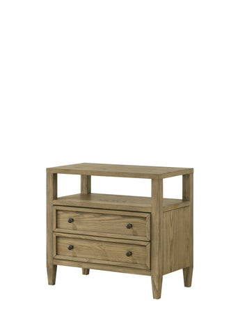 ZUN 1pc Rustic 2-Drawer Nightstand with Open Shelf Wooden Bedroom Nightstand Tan / Beige Natural B011P255746