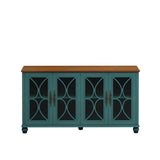 Elegant European Antique Style 4-Door Cabinet with Tempered Glass Doors,for Dining Room,Living W757P232700