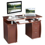 115* 55*74cm 15mm MDF Portable 1pc Door with 3pcs Drawers Computer Desk Coffee Color 10786365