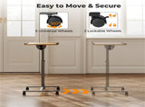 Adjustable Laptop Desk Cart, 24.5-36 Height & Tilt Angle Mobile Workstation with Lockable Wheels, 70898266