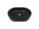 Luxury Dark Gray Natural Marble Vessel Sink, 23.6" Oval Matte Stone Basin, Solid One-Piece Carved, W1696P408022