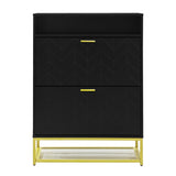 ZUN U-Can Shoe Cabinet with 2 Flip Drawers, and 2 Shelves, Modern Free Standing Shoe Rack for Heels, WF531404AAB