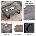 ZUN 47.2"x23.6" Black and Grey texture sticker MDF Coffee Table.Grey texture sticker,Black metal leg W1512P245690