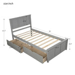 ZUN Platform Storage Bed, 2 drawers with wheels, Twin Size Frame, Gray 73106835