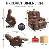 ZUN 23" Seat Width and High Back Large Size Chenille Power Lift Recliner Chair with 8-Point Vibration W1803P247681